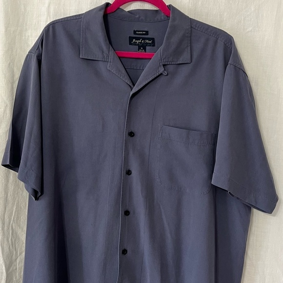 Joseph & Feiss Men's XL Camp Blue Short Sleeve Button Front 100% Silk Sh… - Picture 3 of 6